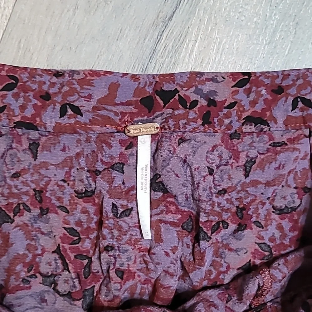 FREE PEOPLE Plum Purple Combo Floral Boho Mini Skirt 💜 Size 12